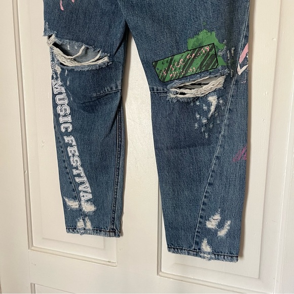 Y2K Miss Sixty Painted Barrel Distressed Denim | size 23 - Picture 9 of 16